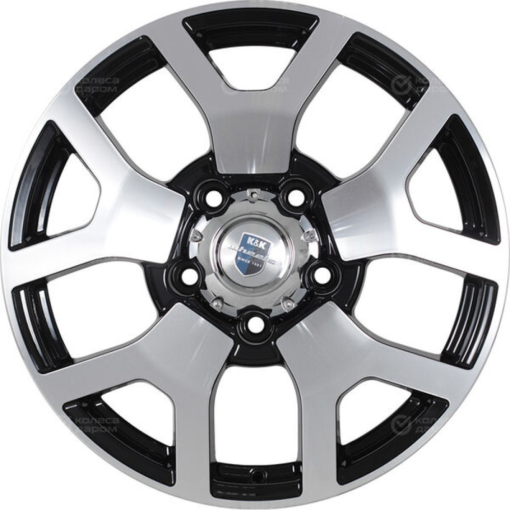 Колесный диск КиК Намиб 7xR18 5x139.7 ET35 DIA108.5 черный глянцевый с полированными элементами лицевой поверхности