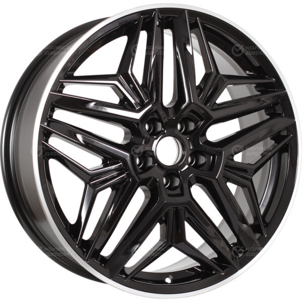 Колесный диск КиК Колумб 7xR19 5x108 ET50 DIA60.1 черный глянцевый с полированными элементами лицевой поверхности