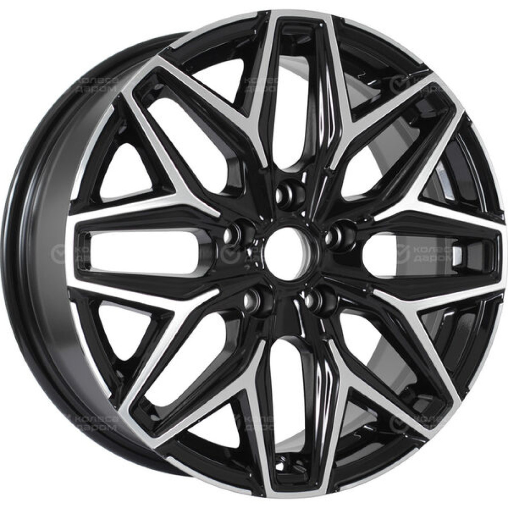 Колесный диск КиК Ариус 7xR17 5x112 ET40 DIA57.1 черный глянцевый с полированными элементами лицевой поверхности