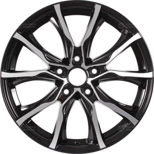 Колесный диск КиК Твист 7.5xR17 5x114.3 ET40 DIA66.1 черный глянцевый с полированными элементами лицевой поверхности