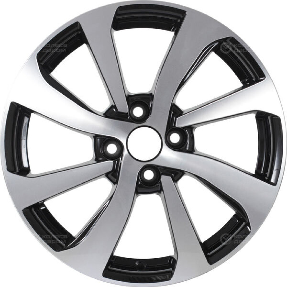 Колесный диск KDW KD1640 (ZV 16_Sandero Stepway) 6xR16 4x100 ET37 DIA60.1 глянцевый черный с полированной лицевой частью