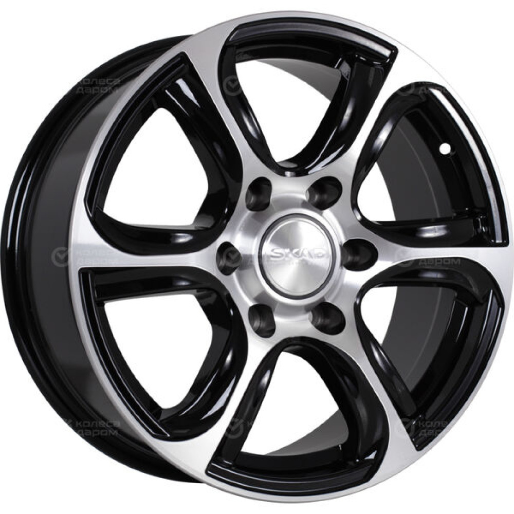 Колесный диск СКАД Скала 7.5xR17 6x139.7 ET25 DIA106.2 черный глянцевый с полированной лицевой поверхностью