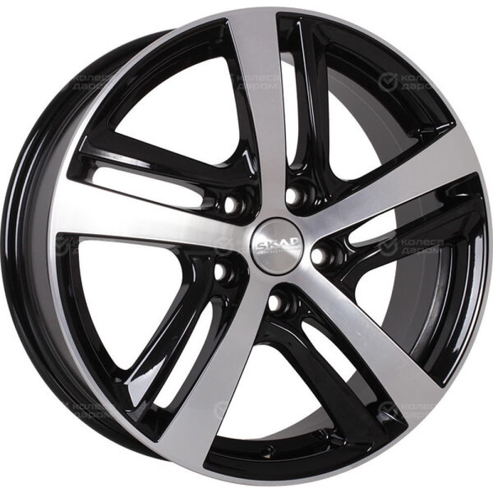 Колесный диск СКАД Сеул 6.5xR17 5x114.3 ET48 DIA67.1 черный глянцевый с полированной лицевой поверхностью