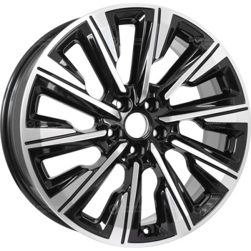 Колесный диск КиК Галего 7.5xR19 5x114.3 ET37 DIA66.6 черный глянцевый с полированными элементами лицевой поверхности