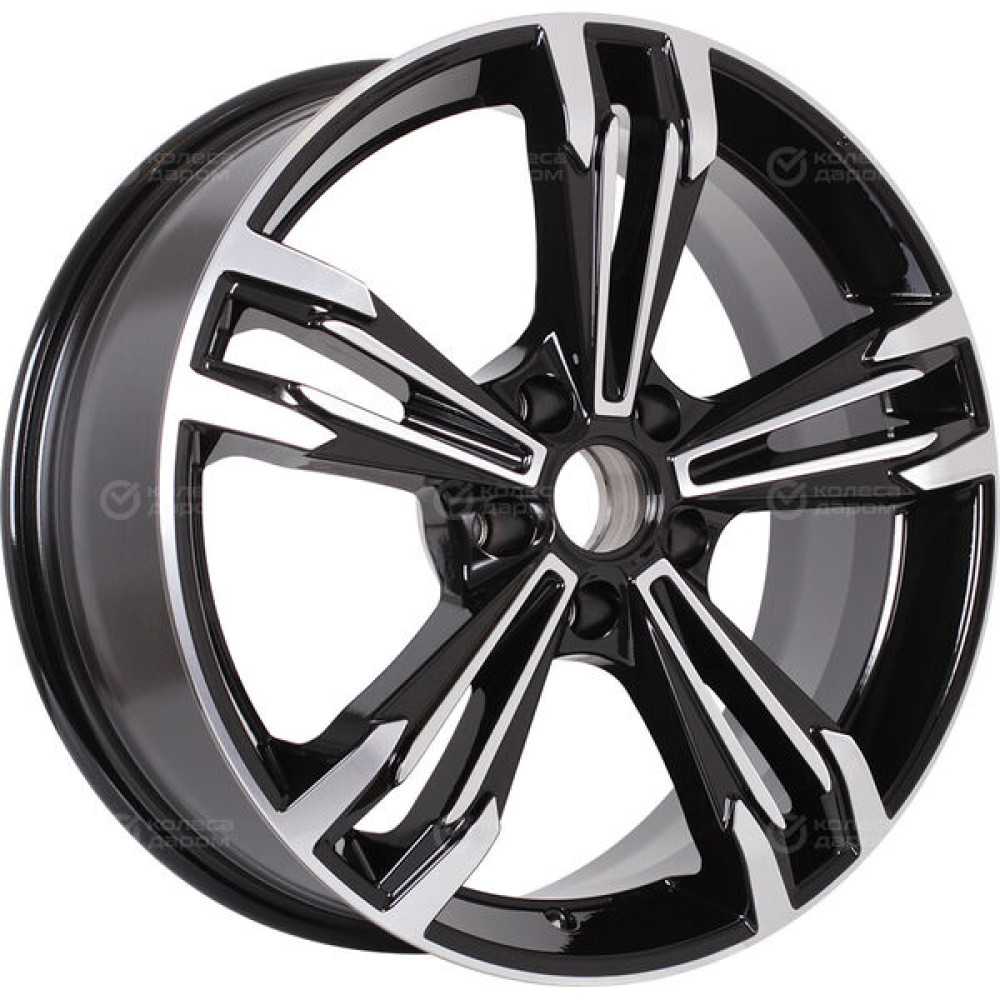 Колесный диск КиК KarreraLight 7xR18 5x112 ET35 DIA66.6 черный глянцевый с полированными элементами лицевой поверхности