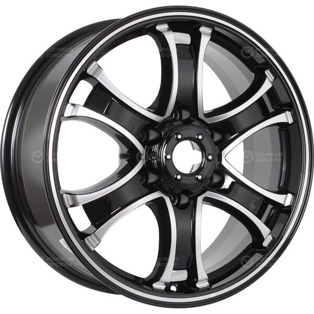 Колесный диск КиК Балеар-оригинал (КС727) 7.5xR18 6x139.7 ET33 DIA100.1 черный глянцевый с полированными элементами лицевой поверхности