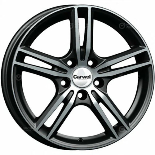 Колесный диск Carwel Баруй 223 6.5xR16 5x114.3 ET45 DIA60.1 чёрный глянцевый с полированной лицевой поверхностью