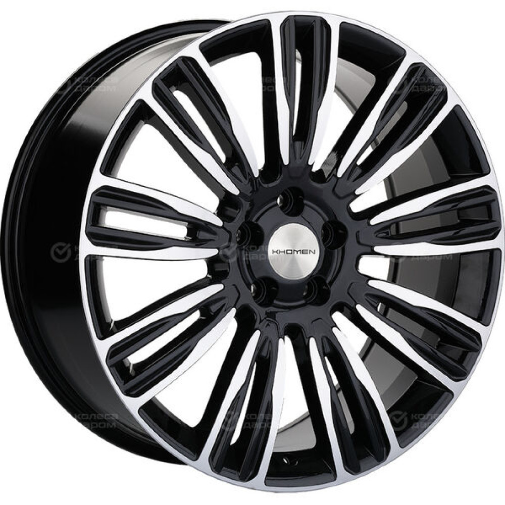 Колесный диск KHOMEN KHW2004 (Velar) 8.5xR20 5x108 ET45 DIA63.4 глянцевый черный с полированной лицевой частью
