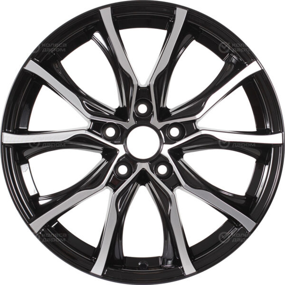 Колесный диск КиК Твист 7.5xR17 5x108 ET50 DIA63.35 черный глянцевый с полированными элементами лицевой поверхности