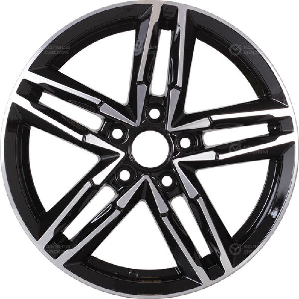 Колесный диск КиК Sayan-оригинал 6xR16 5x112 ET42 DIA57.1 черный глянцевый с полированными элементами лицевой поверхности