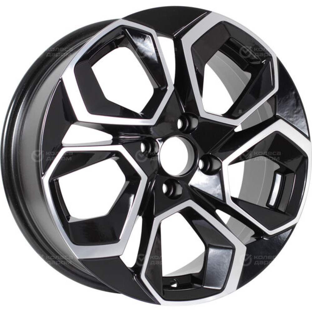 Колесный диск KDW KD1620 6.5xR16 5x114.3 ET45 DIA60.1 глянцевый черный с полированной лицевой частью