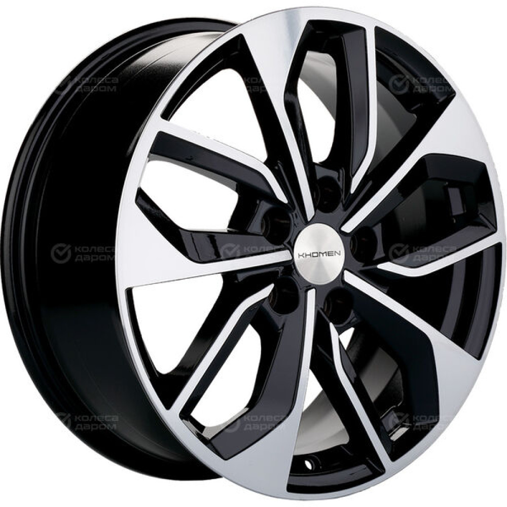 Колесный диск KHOMEN KHW1703 (ZV17_Camry) 7xR17 5x114.3 ET45 DIA60.1 глянцевый черный с полированной лицевой частью