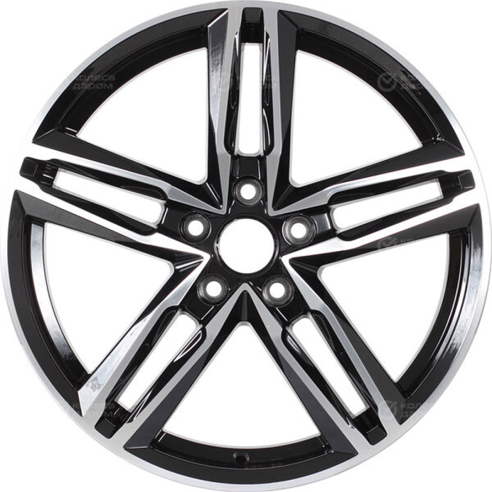 Колесный диск Carwel Малык 140 7.5xR18 5x114.3 ET45 DIA66.1 чёрный глянцевый с полированной лицевой поверхностью
