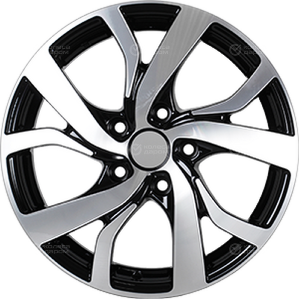 Колесный диск КиК Палермо 6.5xR16 5x114.3 ET40 DIA67.1 (уценка) черный глянцевый с полированными элементами лицевой поверхности