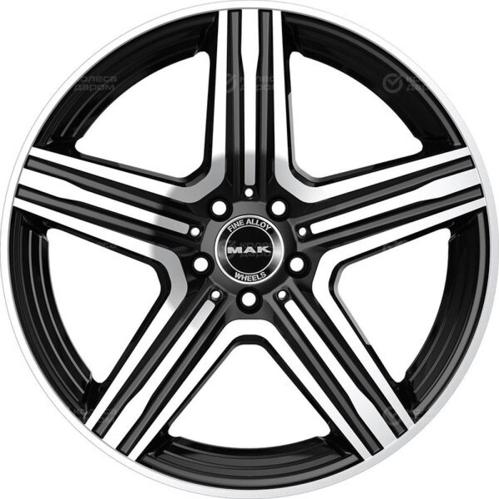 Колесный диск MAK Lewis 9xR18 5x112 ET42 DIA66.6 чёрный глянцевый с полированной лицевой частью