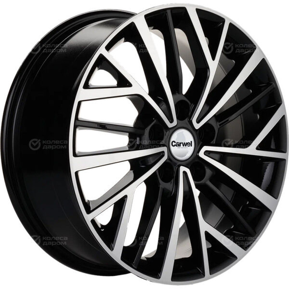 Колесный диск Carwel Токо 1717 7xR17 5x114.3 ET49 DIA67.1 чёрный глянцевый с полированной лицевой поверхностью