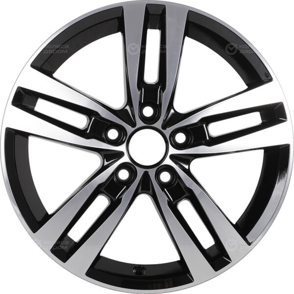 Колесный диск КиК Rassvet-оригинал 6.5xR16 5x112 ET46 DIA57.1 черный глянцевый с полированными элементами лицевой поверхности