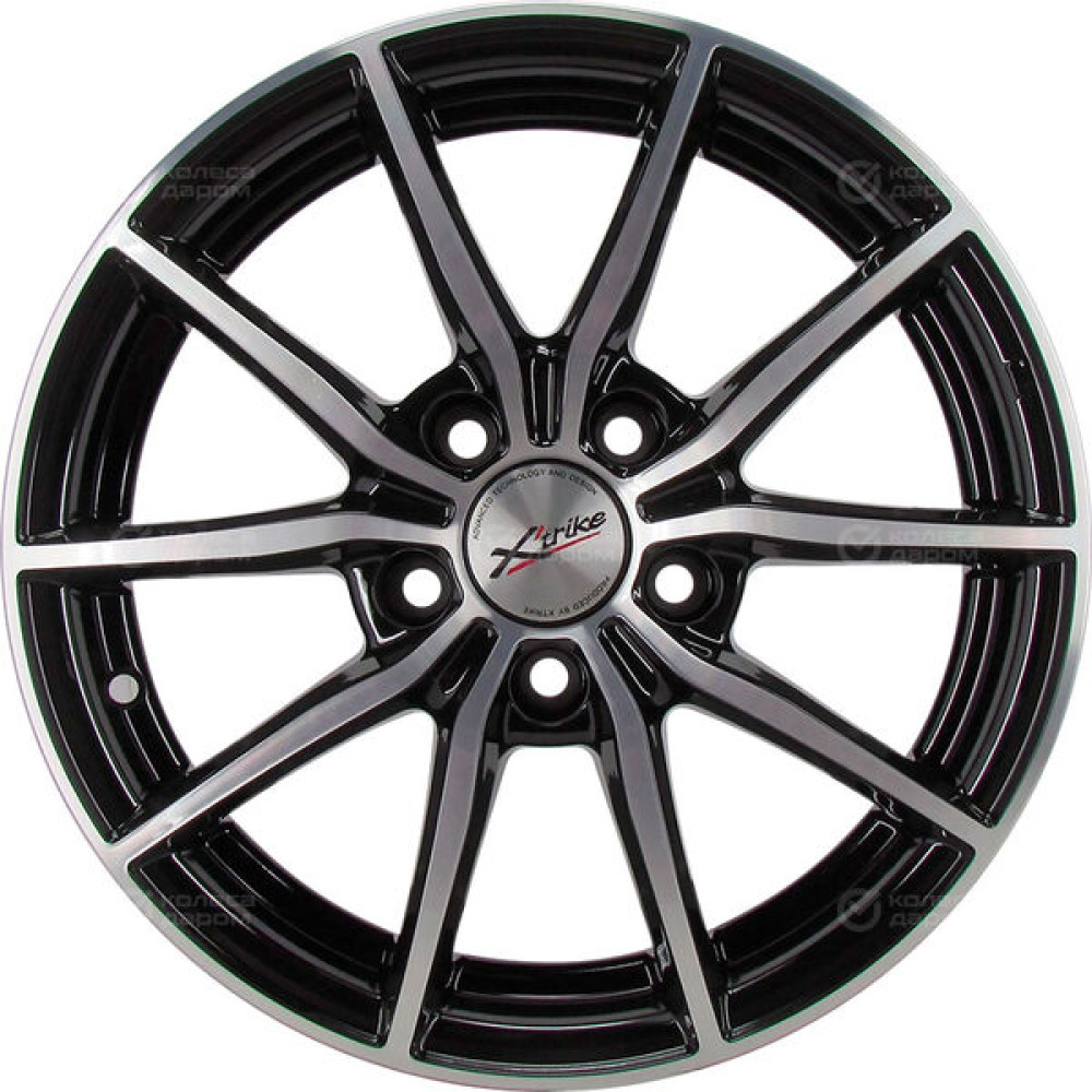 Колесный диск X-trike X111 6.5xR15 5x100 ET38 DIA57.1 черный глянцевый с полированной лицевой поверхностью