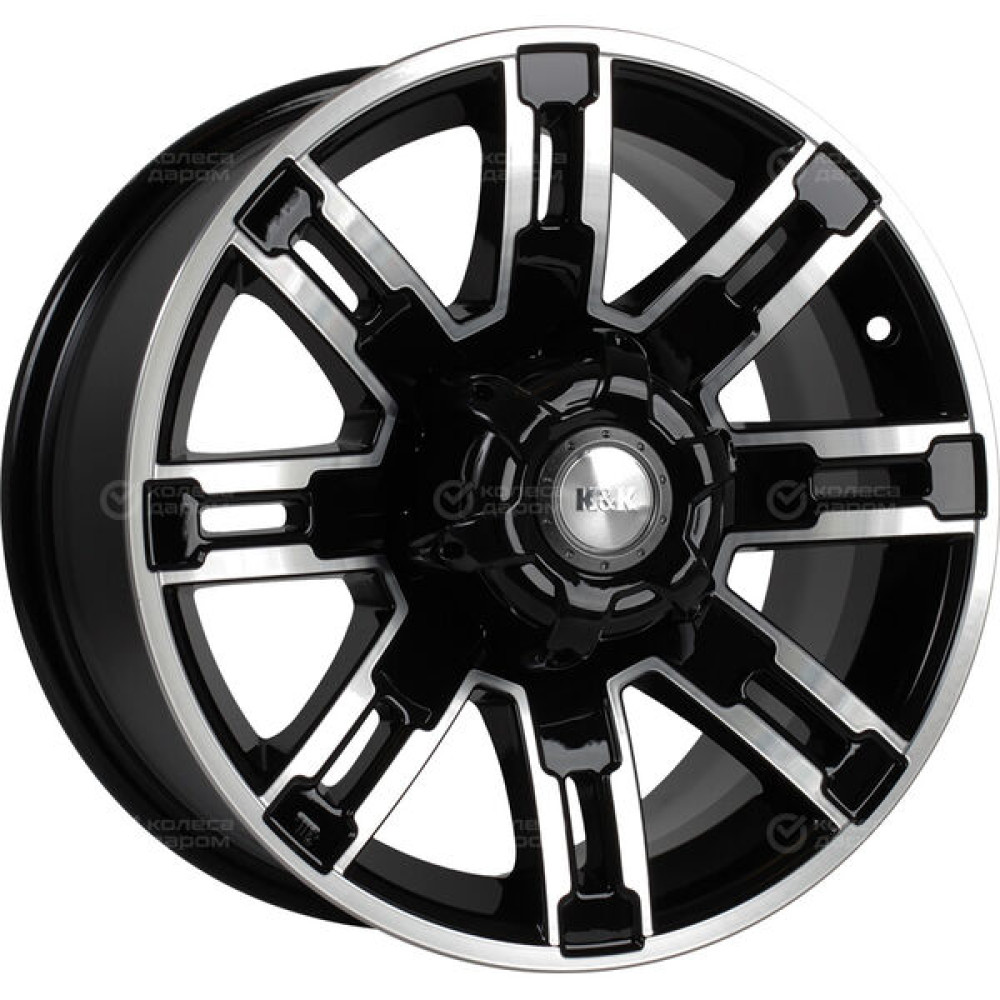 Колесный диск КиК Полюс 7.5xR16 6x139.7 ET5 DIA111.6 черный глянцевый с полированными элементами лицевой поверхности