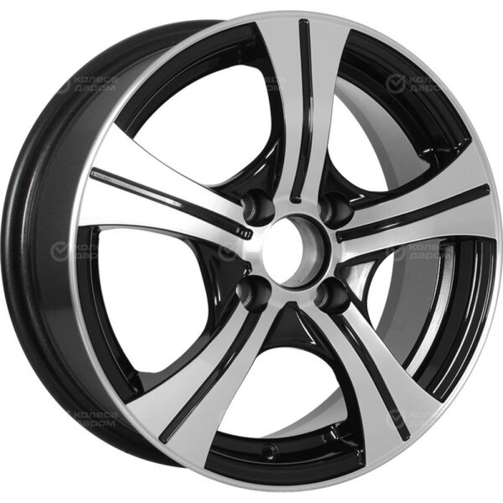 Колесный диск Tech Line 410 5.5xR14 4x100 ET43 DIA60.1 глянцевый черный с полированной лицевой частью