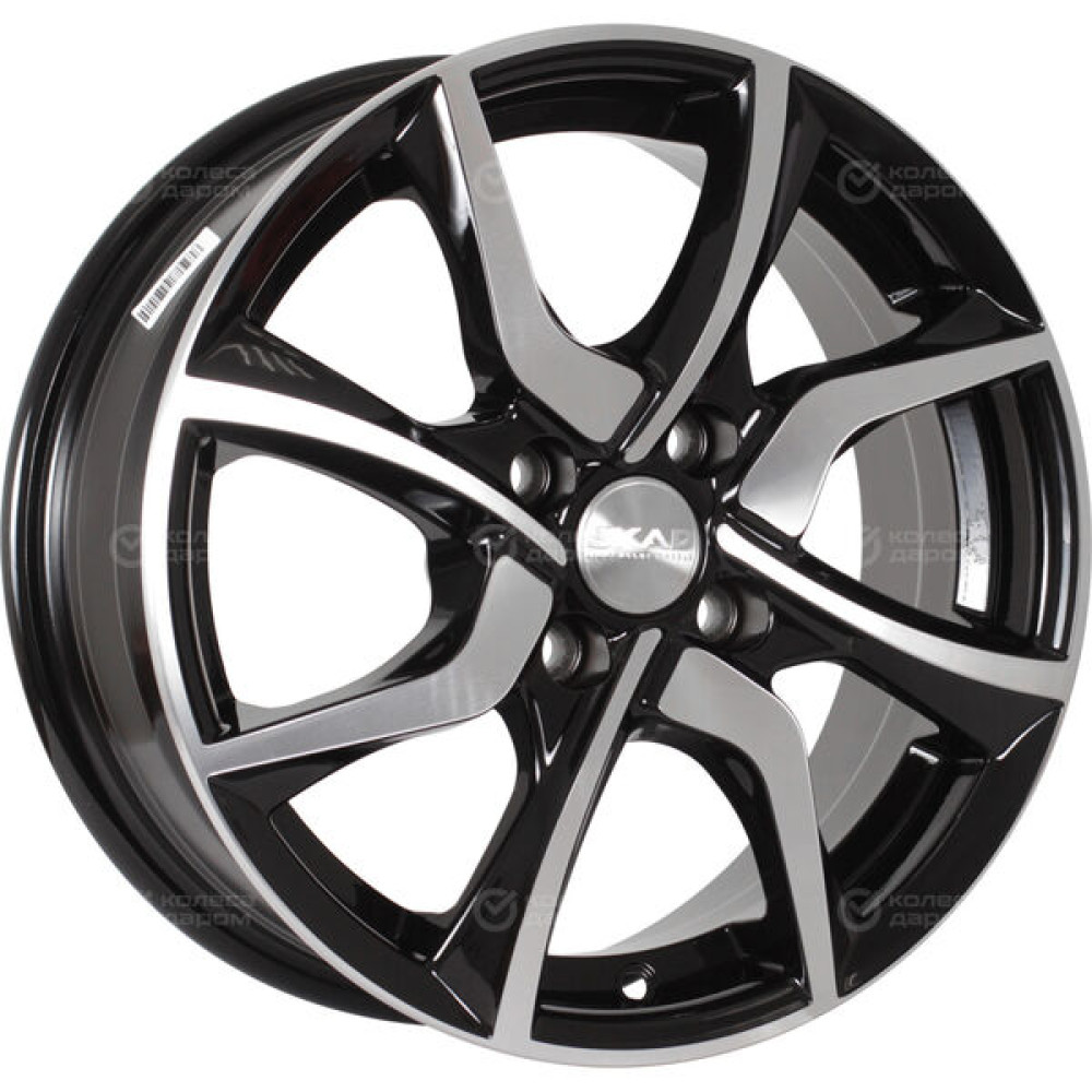 Колесный диск СКАД Тулон 6xR15 4x100 ET45 DIA67.1 черный глянцевый с полированной лицевой поверхностью