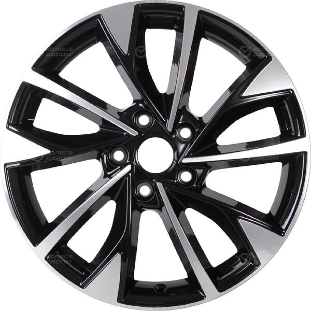 Колесный диск КиК Роквуд 7xR17 5x114.3 ET45 DIA60.1 черный глянцевый с полированными элементами лицевой поверхности