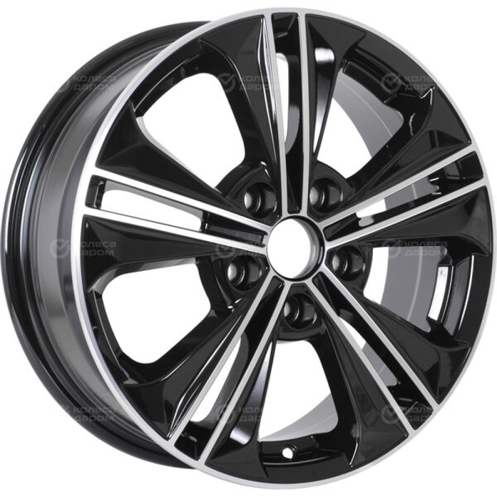 Колесный диск KDW KD1635 (16_Creta) 6xR16 5x114.3 ET43 DIA67.1 глянцевый черный с полированной лицевой частью