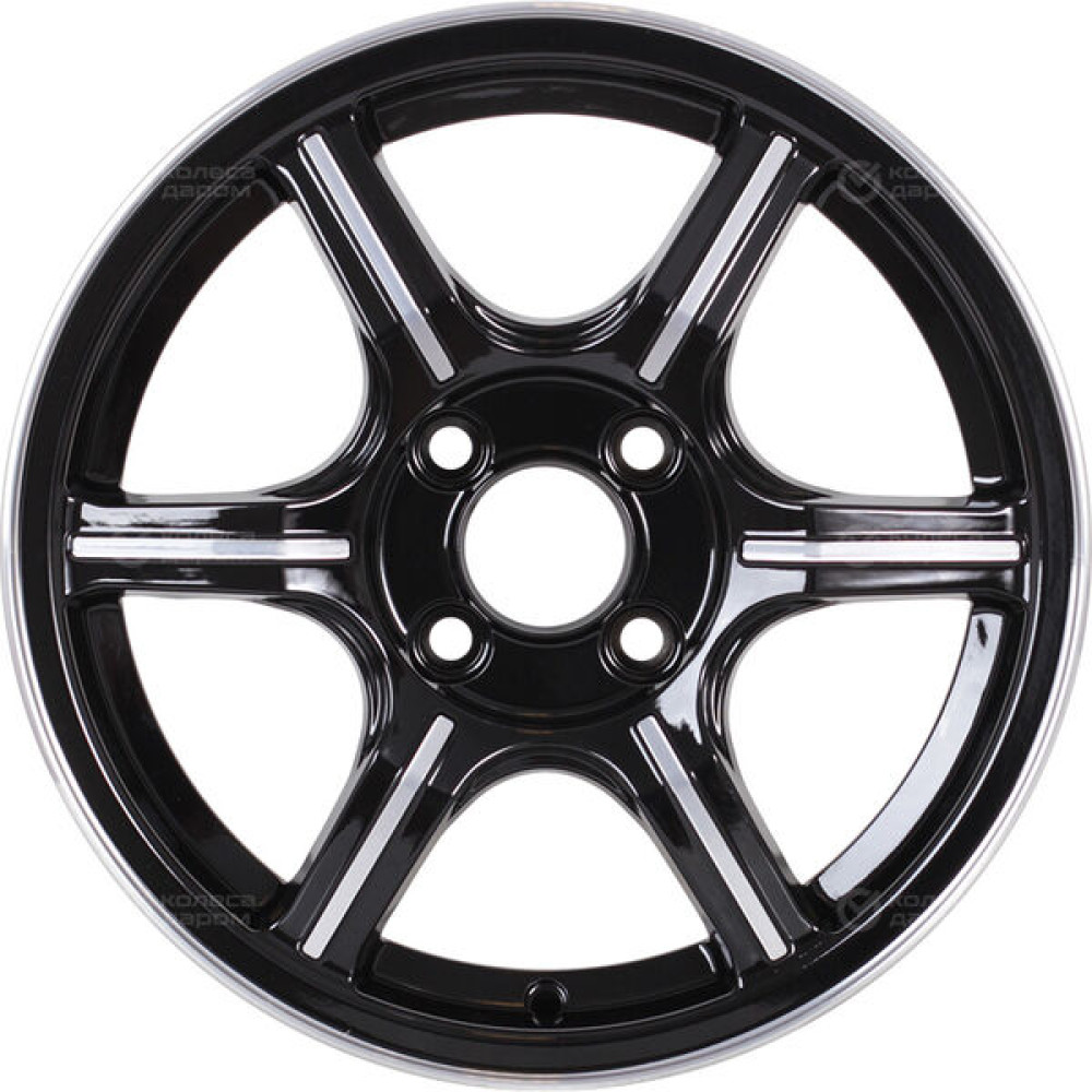 Колесный диск Tech Line 433 5.5xR14 4x98 ET38 DIA58.6 глянцевый черный с полированной лицевой частью