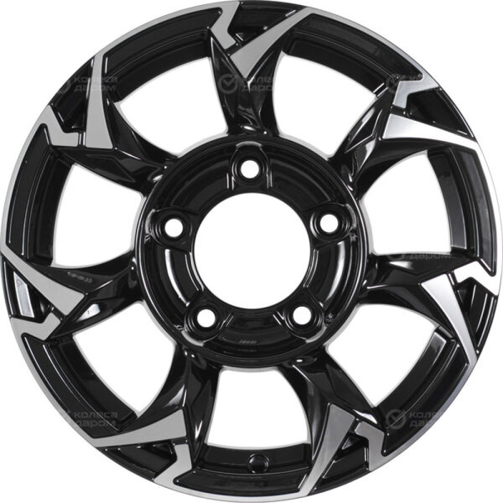 Колесный диск KHOMEN KHW1505 (Niva 4x4) 5.5xR15 5x139.7 ET5 DIA98.5 глянцевый черный с полированной лицевой частью
