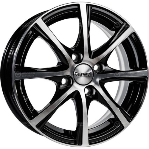 Колесный диск Carwel Легран 5.5xR14 4x100 ET43 DIA60.1 чёрный глянцевый с полированной лицевой поверхностью