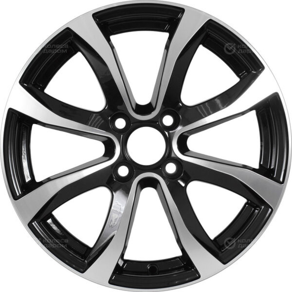 Колесный диск Carwel Омикрон 110 6xR15 4x100 ET35 DIA67.1 чёрный глянцевый с полированной лицевой поверхностью