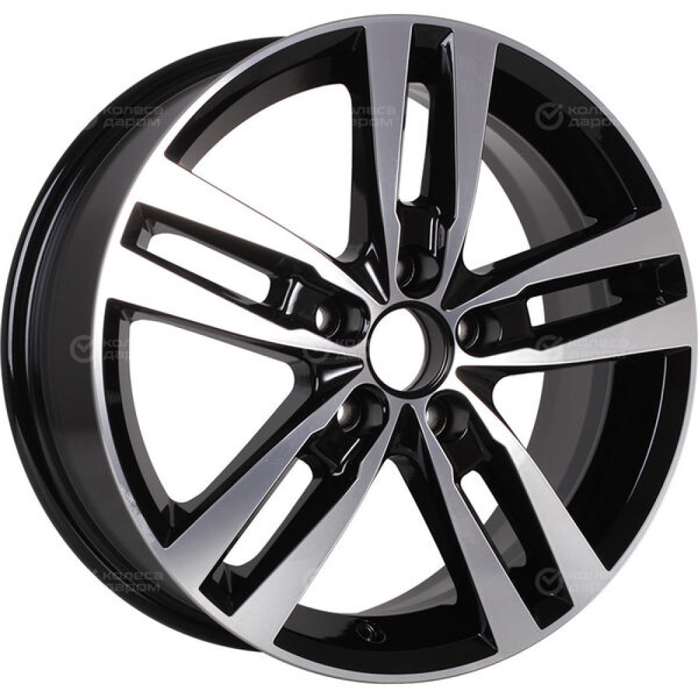 Колесный диск КиК Rassvet 6.5xR16 5x114.3 ET45 DIA66.1 черный глянцевый с полированными элементами лицевой поверхности