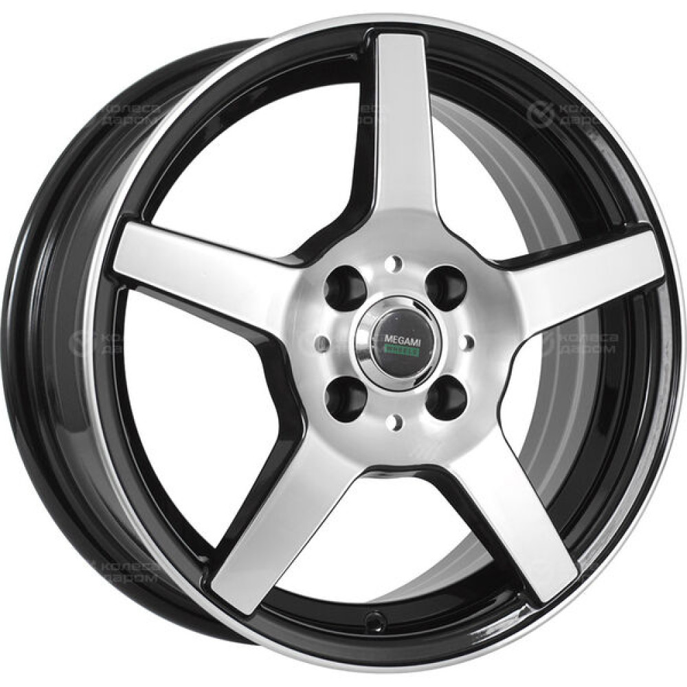 Колесный диск Megami AF-07 5.5xR14 4x100 ET43 DIA67.1 черный глянцевый с полированной лицевой частью