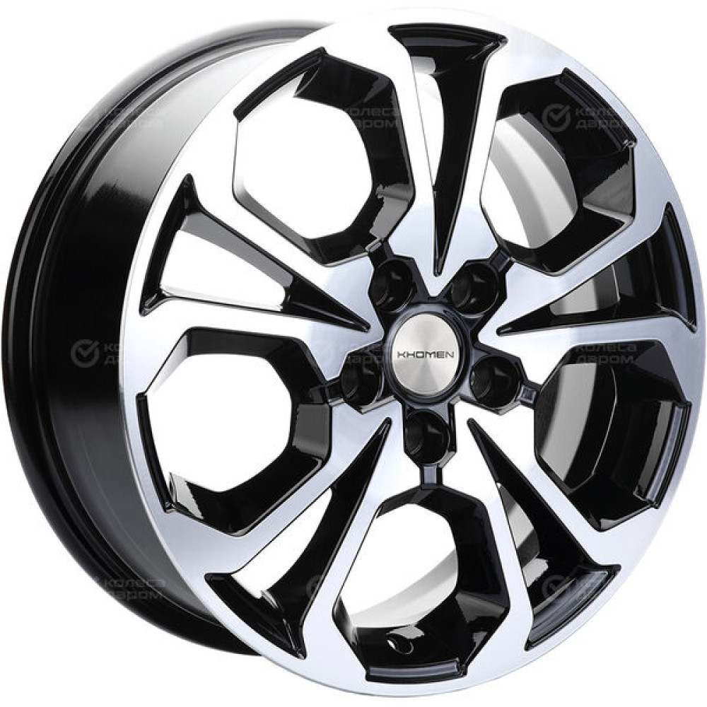 Колесный диск KHOMEN KHW1711 (ZV17_Ceed) 6.5xR17 5x114.3 ET50 DIA67.1 глянцевый черный с полированной лицевой частью