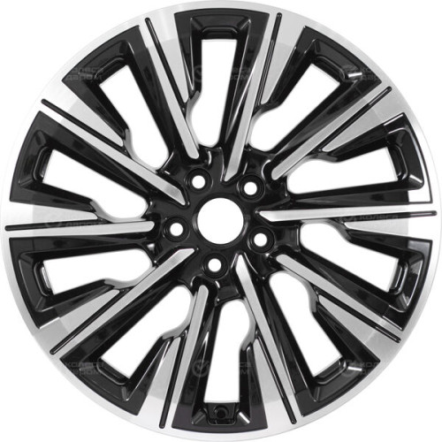 Колесный диск КиК Галего 7.5xR19 5x108 ET45 DIA67.1 черный глянцевый с полированными элементами лицевой поверхности
