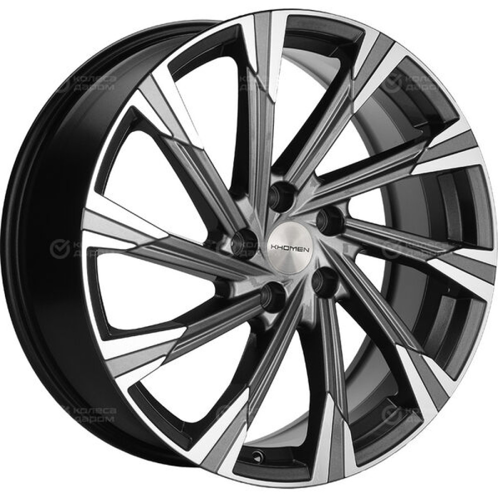 Колесный диск KHOMEN KHW1901 (RAV4) 7.5xR19 5x114.3 ET40 DIA60.1 насыщенный темно-серый полностью полированный