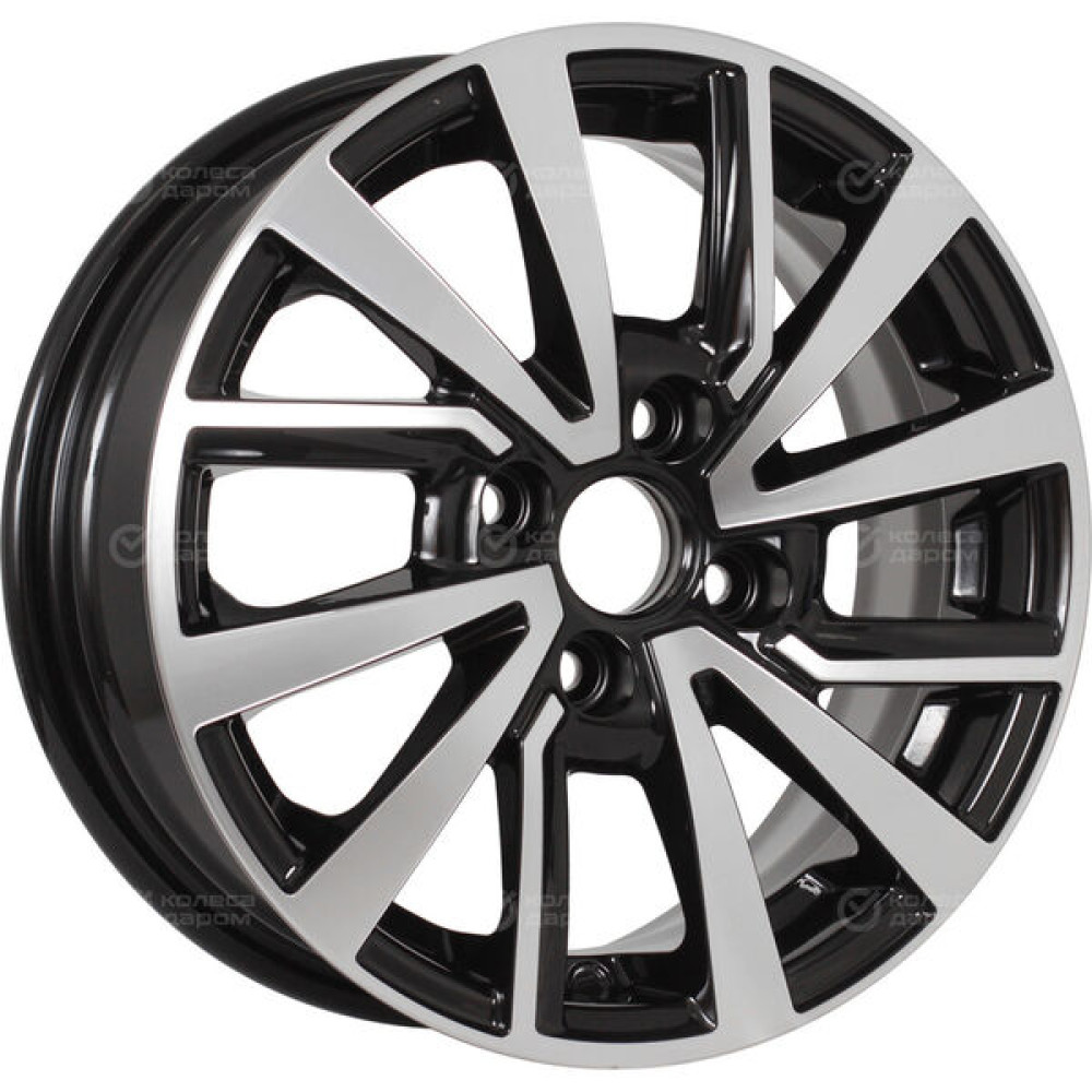 Колесный диск KDW KD1430 5.5xR14 4x100 ET40 DIA60.1 (уценка) глянцевый черный с полированной лицевой частью