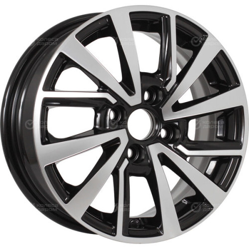 Колесный диск KDW KD1430 5.5xR14 4x100 ET40 DIA60.1 (уценка) глянцевый черный с полированной лицевой частью