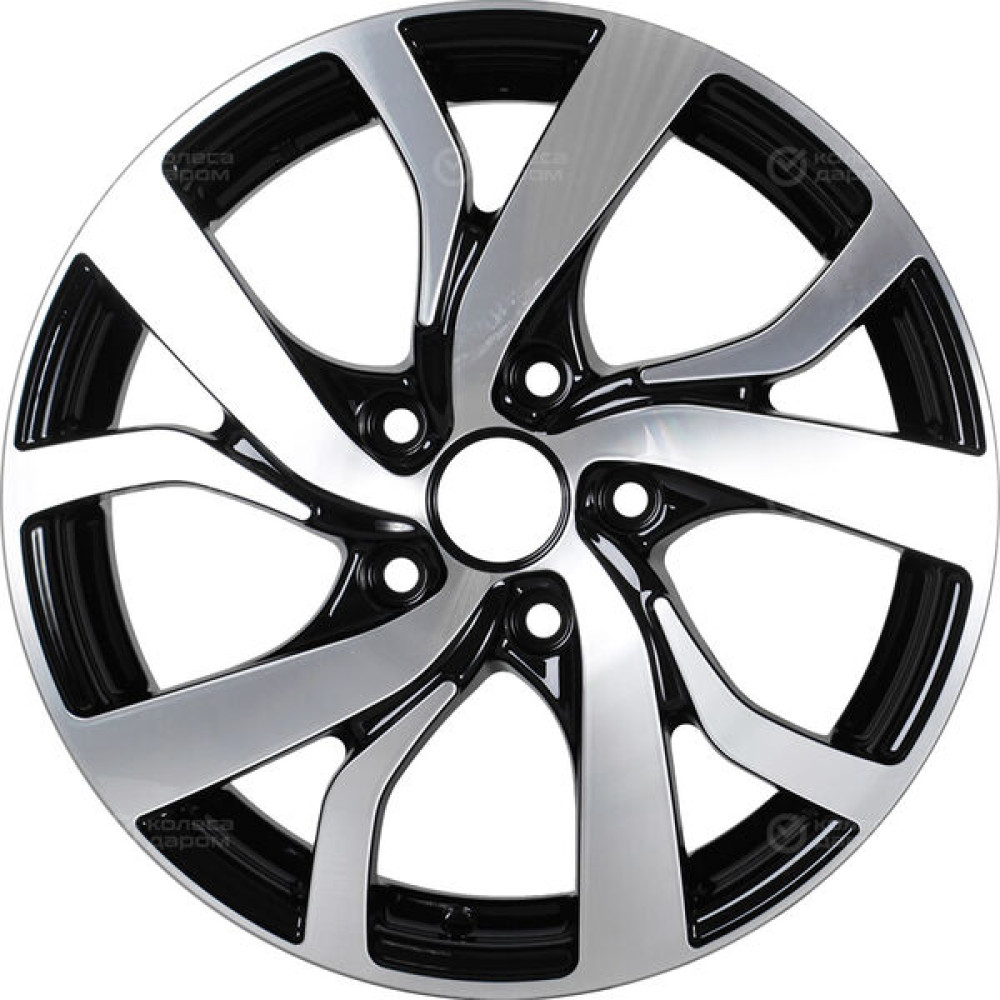 Колесный диск КиК Палермо 6.5xR16 5x114.3 ET40 DIA67.1 черный глянцевый с полированными элементами лицевой поверхности