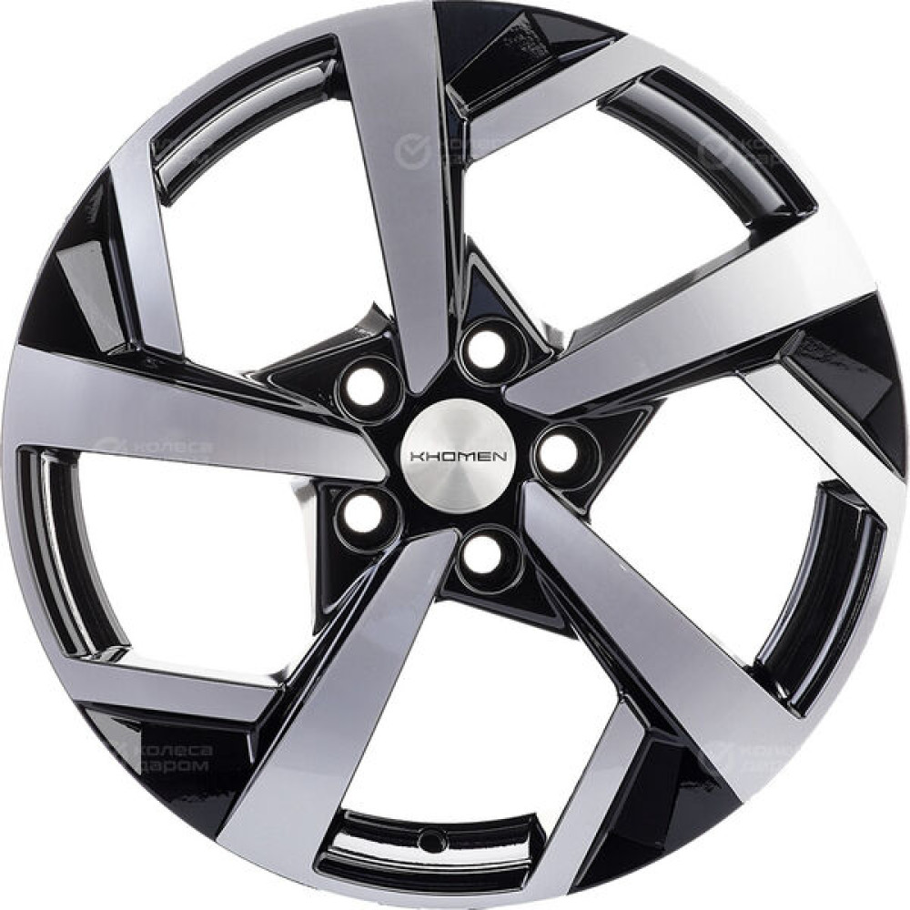 Колесный диск KHOMEN KHW1712 (ZV17_RAV4) 7xR17 5x114.3 ET39 DIA60.1 глянцевый черный с полированной лицевой частью