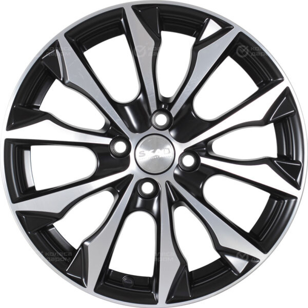 Колесный диск СКАД Нагоя 6xR16 4x100 ET41 DIA60.1 черный матовый с полированным элементом