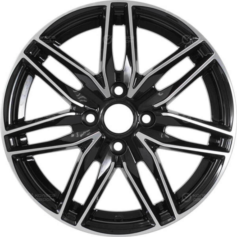 Колесный диск KDW KD1570 6xR15 4x100 ET46 DIA54.1 черный глянцевый с полированными элементами лицевой поверхности