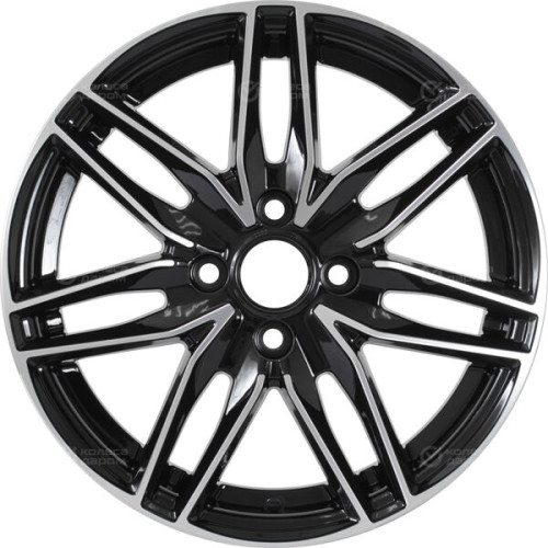 Колесный диск KDW KD1570 6xR15 4x100 ET46 DIA54.1 черный глянцевый с полированными элементами лицевой поверхности
