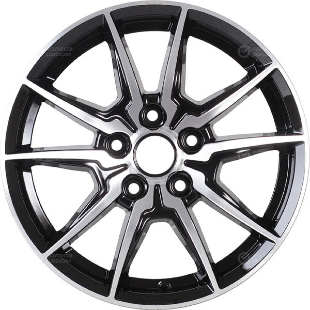 Колесный диск КиК Адамар 6.5xR16 5x114.3 ET50 DIA67.1 черный глянцевый с полированными элементами лицевой поверхности