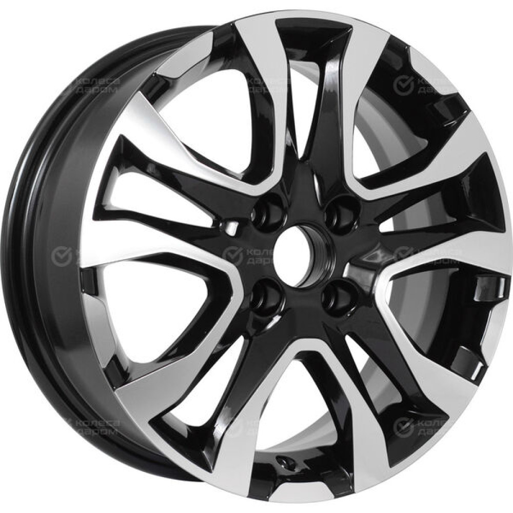 Колесный диск Carwel Тобол 1503 6xR15 4x100 ET45 DIA56.6 чёрный глянцевый с полированной лицевой частью