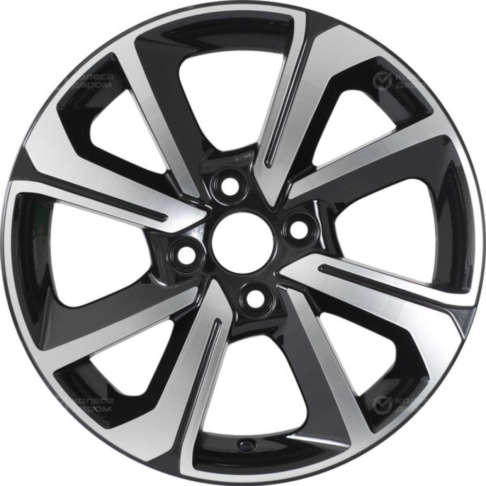 Колесный диск KHOMEN KHW1501 (ZV15_Lada Granta) 6xR15 4x98 ET36 DIA58.6 глянцевый черный с полированной лицевой частью