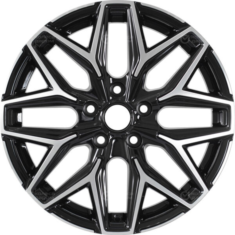 Колесный диск КиК Ариус 7xR17 5x112 ET40 DIA57.1 черный глянцевый с полированными элементами лицевой поверхности