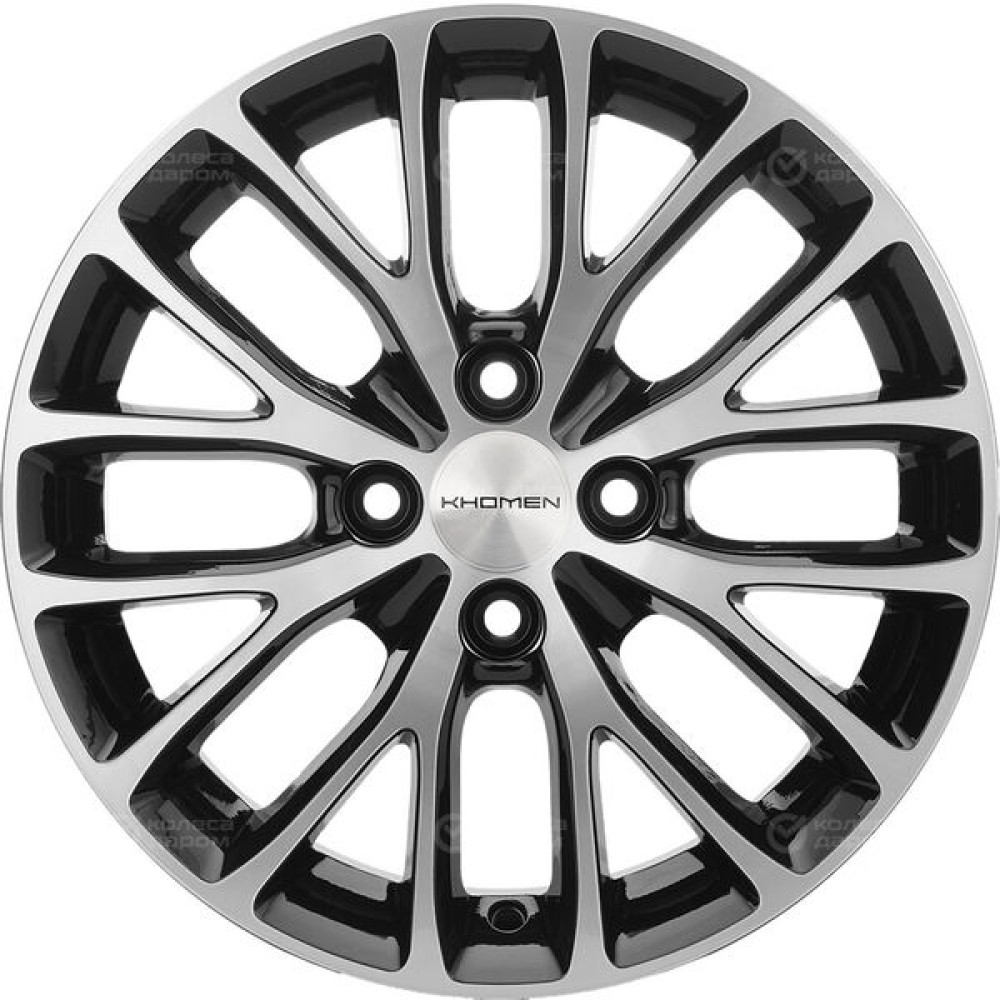 Колесный диск KHOMEN KHW1506 (ZV15_Logan) 6xR15 4x100 ET40 DIA60.1 глянцевый черный с полированной лицевой частью