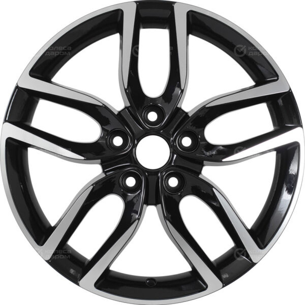 Колесный диск KHOMEN KHW1708 (17_ZV Chery tigo) 6.5xR17 5x108 ET33 DIA60.1 глянцевый черный с полированной лицевой частью