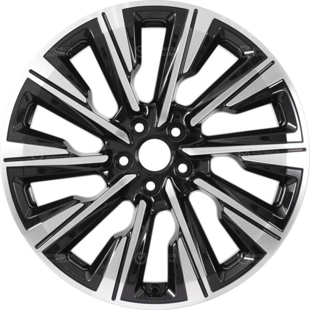 Колесный диск КиК Галего 7.5xR19 5x114.3 ET38 DIA67.1 черный глянцевый с полированными элементами лицевой поверхности
